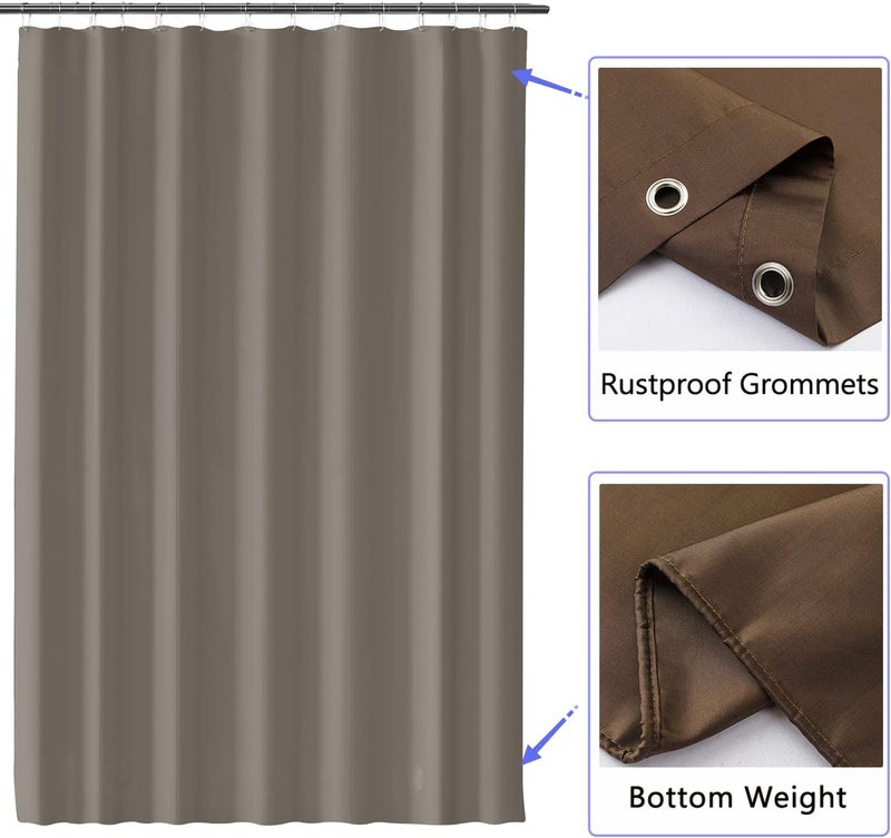 LLSCL Brown Fabric Shower Curtain Liner with Bottom Counterweight, Waterproof Hotel Quality, 72 x 72 Machine Washable - Image 2